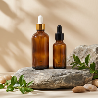 Flacon compte-gouttes en verre à fond épais avec logo personnalisé, 5ml/10ml/15ml/20ml/30ml/50ml/60ml/100ml, marron, pour sérum et huiles essentielles