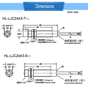 Sensor de proximidad capacitivo NPN inductivo LJC24A3-8-J/DZ LJC24A3-T-J/EZ LJC24A3-T-J/DZ M24 para detección de metales, objetos transparentes y madera - Product Image 6