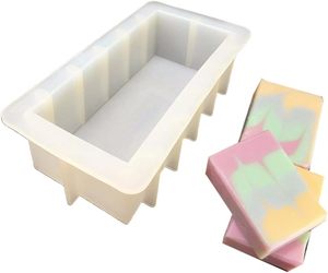 Molde de silicona rectangular hecho a mano para jabón, molde para pan tostado, caja para hacer jabón, moldes para jabón con efecto giratorio/divisor. - Product Image 3