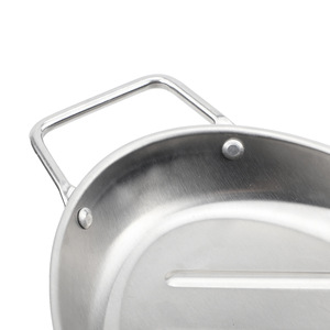 Stainless Steel Oval <b>Grill</b> Pan 41x21x3.5cm Durable <b>Flat</b> Bottom For Outdoor Grilling Meat Fish Seafood Vegetables - Product Image 4