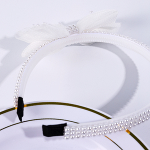 Diadema <span class=keywords><strong>de</strong></span> Organza con Lazo y Perlas Blancas, Diadema con Dientes para Niñas, Estilo Princesa - Product Image 6
