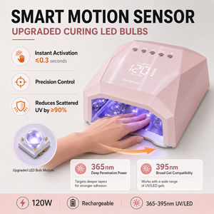 Nuova Lampada UV LED Portatile Senza Fili da 120W, Luce <span class=keywords><strong>Professionale</strong></span> a Basso Calore per Asciugatura <span class=keywords><strong>Gel</strong></span>, Asciugatore per <span class=keywords><strong>Unghie</strong></span> da Salone - Product Image 3