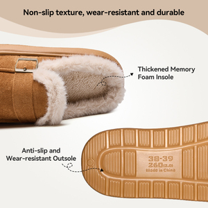 Pantofole <span class=keywords><strong>da</strong></span> <span class=keywords><strong>donna</strong></span> con tacco chiuso, calde, antiscivolo, per interni ed esterni, con collo in pelliccia sintetica - Product Image 2