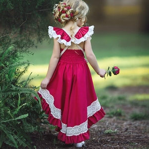 Wholesale Children's Boutique Clothing Children <b>Clothes</b> Asymmetrical Hem Girl Dresses - Product Image 2