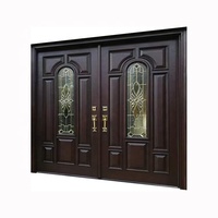 Porte d'entrée principale en bois massif, double porte en verre français, pour hall d'entrée d'hôtel de luxe