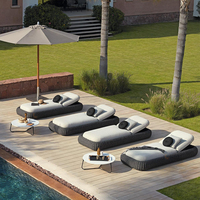Chaise longue de piscine moderne en aluminium et corde pour hôtel, resort, plage – Mobilier d'extérieur pour villa