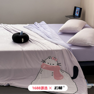 Kids Quilt Ice Silk Cooling Duvet Summer Thin 2-2.5 Jin Cartoon Applique Simple Style For Children Home Use - Product Image 2