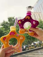 16온스(500ml) 오각별 모양 도넛 모양 밀크티 주스 소다 음료 휴대용 PET 플라스틱 냉수병