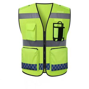 سترة سلامة مرورية عاكسة عالية الوضوح تسمح بالتهوية مع شعار أيقونة متعددة الجيوب قابلة للتخصيص لأمن الطرق السريعة - Product Image 1