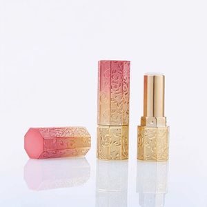 Tube de rouge à lèvres/gloss à lèvres en plastique de haute qualité de 4 ml, motif en relief carré, dégradé, style rétro chinois, bouchon à vis rouge, logo personnalisé - Product Image 6