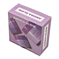 Coffret Cadeau Cosmétique Crème Visage et Crème Contour des Yeux de Luxe, Emballage Personnalisé Écologique Recyclable, Imprimé Texturé Pailleté Violet