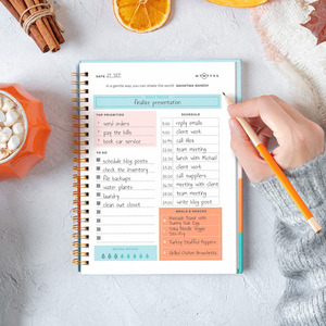 Planificador de anillo de alambre espiral de papel de impresión personalizado, diario de cubierta dura de oro rosa, diario semanal mensual, A5, <span class=keywords><strong>agenda</strong></span> <span class=keywords><strong>escolar</strong></span> - Product Image 2