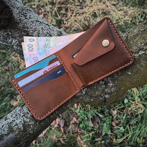 For Boshiho Men's Slim Vintage Crazy Horse Genuine Leather Bifold <b>RFID</b> <b>Wallet</b> Customized Short Type Cards Holder Anti-theft Nylo - Product Image 2