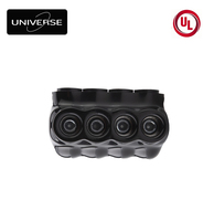   Connecteur Électrique PVC Isolé Noir à 4 Ports pour Boîtier de Commande, Entrée Unilatérale, 1/0-14 AWG