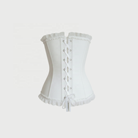 Service OEM ODM 2026 – Haut corset bandeau blanc 100 % coton popeline avec volants ornés et ruban au dos, style Coquette, pour le printemps