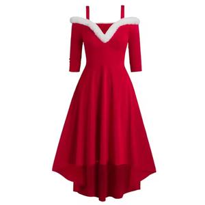 Vestido Maxi de Lino 100% con Capucha de Santa Claus para Mujer, Sexy, para Fiestas Nocturnas de Verano, Colección de Navidad - Product Image 1