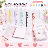 Classeur transparent en PVC à 6 anneaux avec couverture transparente, anneaux métalliques et fermeture à pression pour agenda, carnet, album photo, scrapbook - Vente en gros