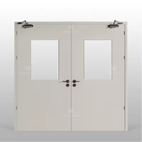 Porte coupe-feu en acier 60/120/180 Minutes Usine Porte en métal directement creuse avec dispositif de sortie de panique