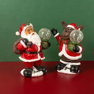 Luces Led pequeñas para decoración de Navidad, adornos de Navidad de Papá Noel para el hogar, Papá Noel, de resina