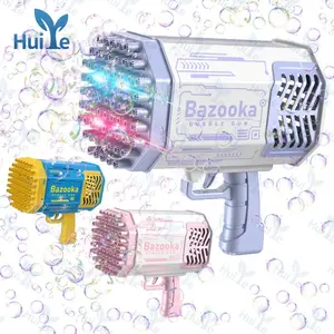 Huiye 2024 penjualan terlaris mainan pistol gelembung anak-anak Musim Panas 69 lubang otomatis Blower sabun Bazooka mesin gelembung tembak gelembung