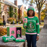 Ensemble de bonnets à revers personnalisés avec logo OEM, vert pomme et rose, lettres grecques, souvenir de sororité universitaire, coffret cadeau