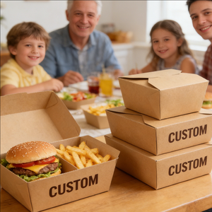 กล่องกระดาษคราฟท์แบบกำหนดเอง บรรจุภัณฑ์อาหารแบบใช้แล้วทิ้ง กล่องใส่อาหารแบบนำกลับบ้าน ถาดใส่อาหารจานด่วน เป็นมิตรกับสิ่งแวดล้อม ย่อยสลายได้ ขนาด 500 มล. - Product Image 1