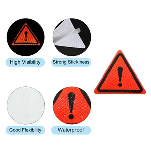 Autocollant réfléchissant triangulaire microprismatique auto-adhésif haute visibilité découpé sur mesure pour la sécurité des voitures, camions et motos - Product Image 5