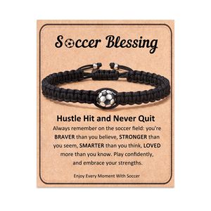 Braccialetto Sportivo Intrecciato a Mano in Corda di Nylon Regolabile Regalo di Amore <span class=keywords><strong>e</strong></span> Ispirazione Braccialetto per Incontri Sportivi di Calcio per Giocatori - Product Image 1