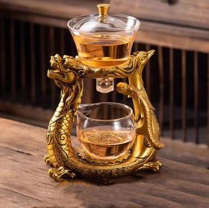 Chengxiang ชุดชงชารูปมังกรและนกฟีนิกซ์ชุดชงชากึ่งอัตโนมัติชุดชงชาแก้วขี้เกียจใช้ในครัวเรือนชุดชงชาแม่เหล็ก - Product Image 5