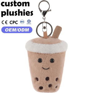 Porte-clés en peluche <span class=keywords><strong>Smiley</strong></span> <span class=keywords><strong>Bubble</strong></span> <span class=keywords><strong>Tea</strong></span> mignon, très populaire, breloque en peluche sur le thème de la nourriture pour cadeaux de fête - Product Image 1