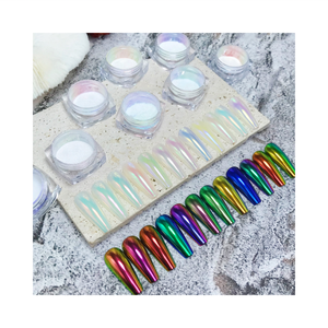 Weißes Aurora-Pulver Nagelpigment Spiegel-Perlglanz Einhorn Chrom Meerjungfrau Chamäleon Transparent Farbwechsel Spiegel-Chrom Nagelpulver - Product Image 1
