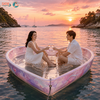 Kayak gonflable transparent en PVC en forme de cœur pour deux personnes, bateau à pagaies à coque stable pour la plage, les stations balnéaires, le tourisme, la vente en gros