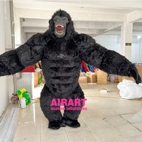 Décoration de défilé d'activité de magasin, matériel en peluche de 2.5m, costume de gorille noir gonflable à vendre
