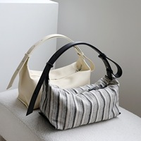 Sac Hobo Minimaliste 2026 avec Sangle Nouée en Cuir Pleine Fleur et Lin Pur pour Femme – Sac à Main Bandoulière et Épaule