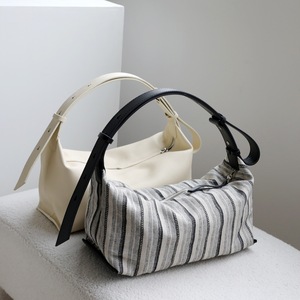 Sac Hobo Minimaliste 2026 avec Sangle Nouée en Cuir Pleine Fleur et Lin Pur pour Femme – Sac à Main Bandoulière et Épaule - Product Image 2