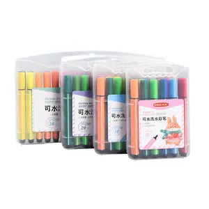 Stationery Supplier Students Drawing Paint Washable Water color Pen 12/18/24/36/48 Colors Watercolor Pen Set for Kids Graffiti