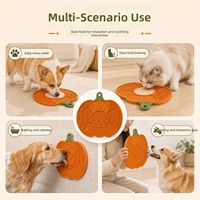 Tapis à lécher pour animaux de compagnie en silicone avec ventouse en forme de citrouille pour le bain et le toilettage des chiens