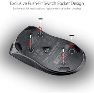 ร็อก กลาเดียส 2 คอร์เมาส์สำหรับเล่นเกมแบบออปติคอลมือขวา 6200 ดีพีไอการออกแบบตามหลักสรีรศาสตร์น้ำหนักเบาพร้อมปุ่มตั้งโปรแกรมได้ 6 ปุ่มสีดำ - Product Image 6