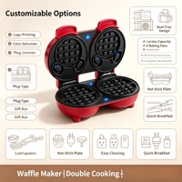 Machine à mini-gaufres bulles double plaque personnalisée avec plaques antiadhésives, électrique, pour usage domestique, hôtelier et pâtissier