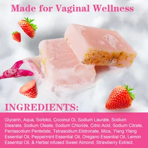 IKZEE निजी लेबल प्रभावी रूप से लालिमा, खुजली, सुखदायक आराम, हाइड्रेटिंग फर्मिंग स्ट्रॉबेरी गुलाबी योनि बार साबुन को खत्म करता है