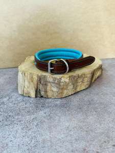 ปลอกคอสุนัขหนังสีเทอร์ควอยซ์พร้อมแผ่นรองนุ่ม - Product Image 3