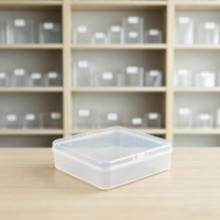 Boîte de rangement carrée en plastique PP transparent de 3,2 cm à 10,5 cm avec couvercle à charnière, organisateur de bijoux et de pilules, vente en gros d'usine
