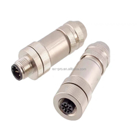 Connecteur M8 Droit Assemblé en Laiton Nickelé 3-8 Broches Mâle-Femelle Étanche IP67 60V à Bornes à Vis pour LED Audio & Vidéo