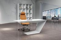 Bureau de direction convertible unique BOGAO en MDF avec finition brillante, design moderne pour usage commercial