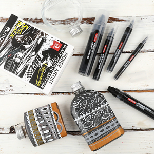 P-9COMBO-5B Mobee 5 pezzi Set di <span class=keywords><strong>pennarelli</strong></span> <span class=keywords><strong>per</strong></span> pittura acrilica nera Multi punta misura pennarello nero <span class=keywords><strong>per</strong></span> <span class=keywords><strong>disegnare</strong></span> disegni arte artigianale - Product Image 5