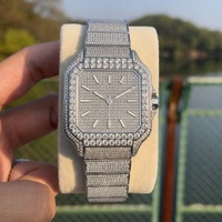 Montre-bracelet mécanique automatique de luxe pour homme, plaquée or 18 carats, entièrement sertie de diamants Moissanite VVS1, style Hip Hop