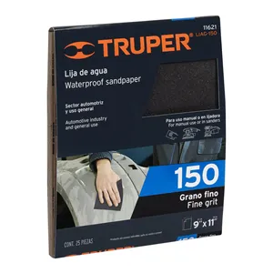 Carta Abrasiva a Umido in Carburo di Silicio, Grana 150, Confezione da 25, TRUPER - Product Image 1