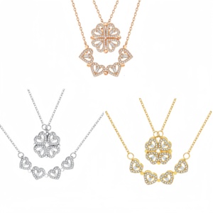 Trendy Zircon Pendant Necklace Women Link <b>Chain</b> Rhodium Plated Lab Created Round Stone Gift - Product Image 5