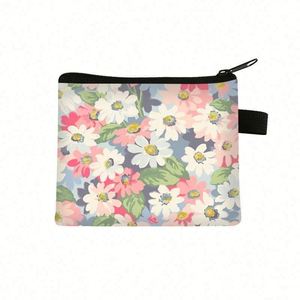 Custom Print <b>Cute</b> Student Girls Coin <b>Purse</b> Polyester Change Storage Bag Flowers Printing Coin Bag - Product Image 5