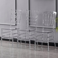 Kursi Hotel luar ruangan plastik Modern Nordik mewah furnitur Hotel kristal bening akrilik Banqueting pesta acara pernikahan kursi